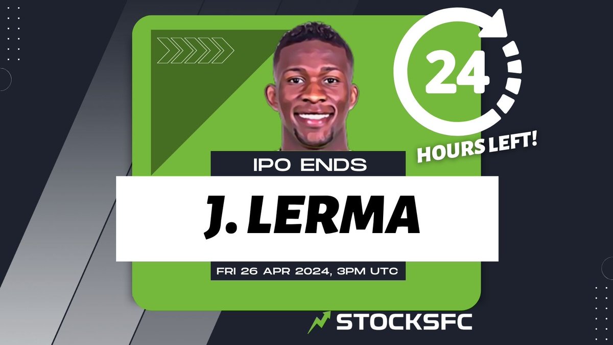 📢 24 hours left! 📢 J. Lerma IPO ends tomorrow 3PM UTC 🕐 All unsold stocks will be destroyed 💥 app.stocksfc.com/ipos