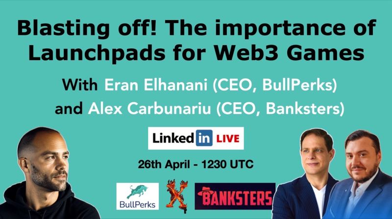 🐂 Calling all crypto bulls! 🎮 Ready to explore the frontier of Web3 Gaming? Join our CEO, @EE_profile from BullPerks, and Alexandru Carbunariu of @BankstersNFT by Lava Games on LinkedIn Live, April 26th at 12:30 UTC. 🔥 We’ll delve into the technologies and strategies…