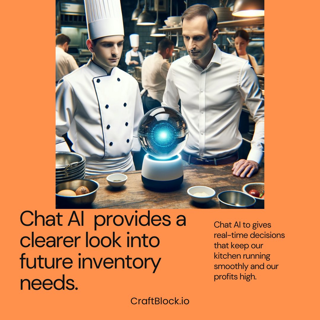 craftblock_io's tweet photo. Properly trained Chat AI leverages sophisticated predictive analytics to enhance inventory management in the restaurant industry. https://t.co/WLS1BTkTVY