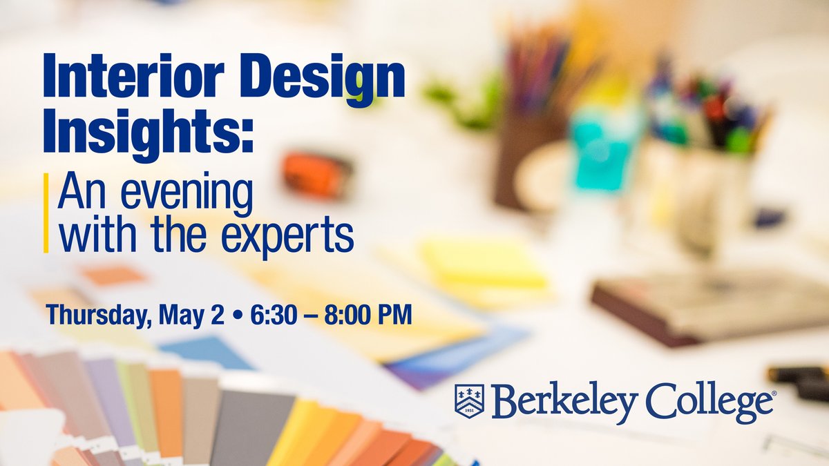 BerkeleyCollege's tweet photo. Join us for a fascinating evening on 5/2 at 6:30 PM, where you’ll hear firsthand from Melissa Fotusky, a Designer Support Representative at Sherwin-Williams, and Jennifer Wylie, the Owner of Floor Coverings International Metro New Jersey. Register: https://t.co/FufZpWWh2r https://t.co/twQMOn0pPX