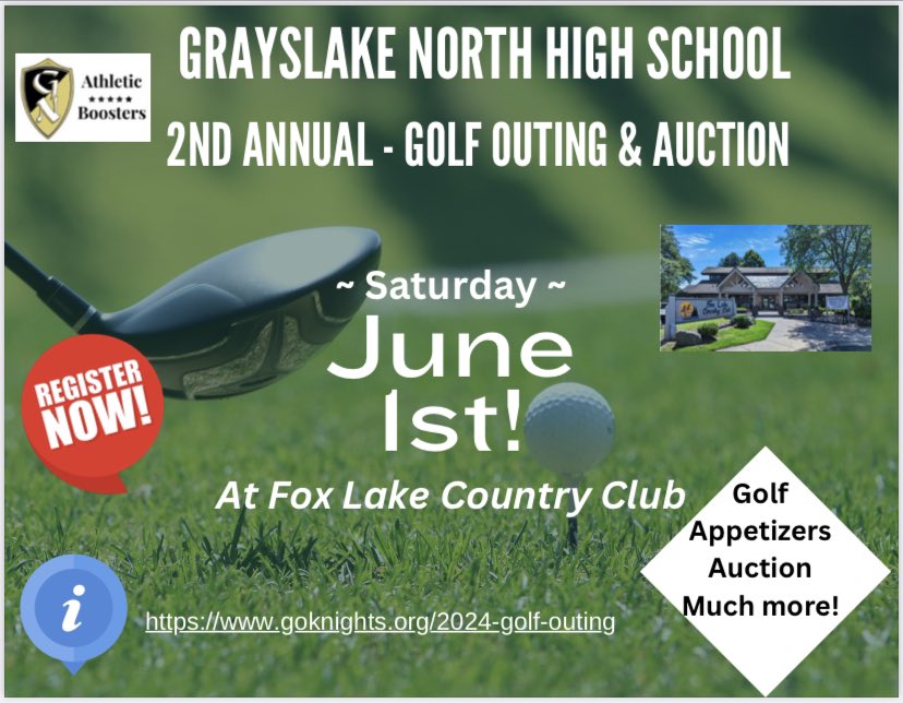 Calling all golfers!!! Sign up now! goknights.org/2024-golf-outi… <a href="/GNATHBoosters/">Grayslake North High School - Athletic Boosters</a> <a href="/GNHSAthletics/">GN Knights Athletics</a> <a href="/GrayslakeNorth/">Knight Pride</a>
