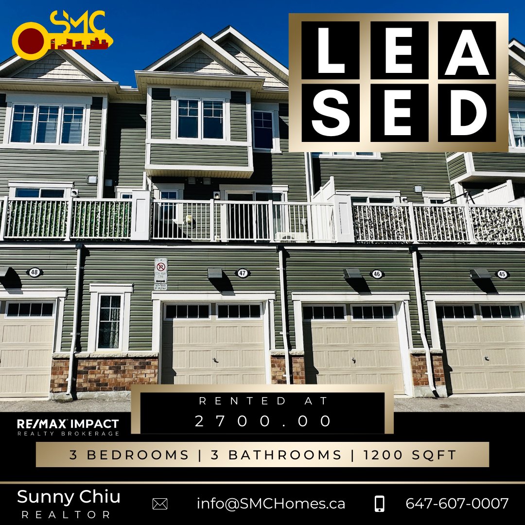 47-2500 Hill Rise Crt, Oshawa - LEASED
3 Bedrooms + 3 Full Washrooms.

→ 𝟔𝟒𝟕-𝟔𝟎𝟕-𝟎𝟎𝟎𝟕
→ 𝐒𝐌𝐂𝐇𝐨𝐦𝐞𝐬.𝐜𝐚

#Oshawahomes #townhomes #TorontoRealtor #DurhamRealEstate #SMCHomes #realtor #investmentbuying #firsttimehomebuyers