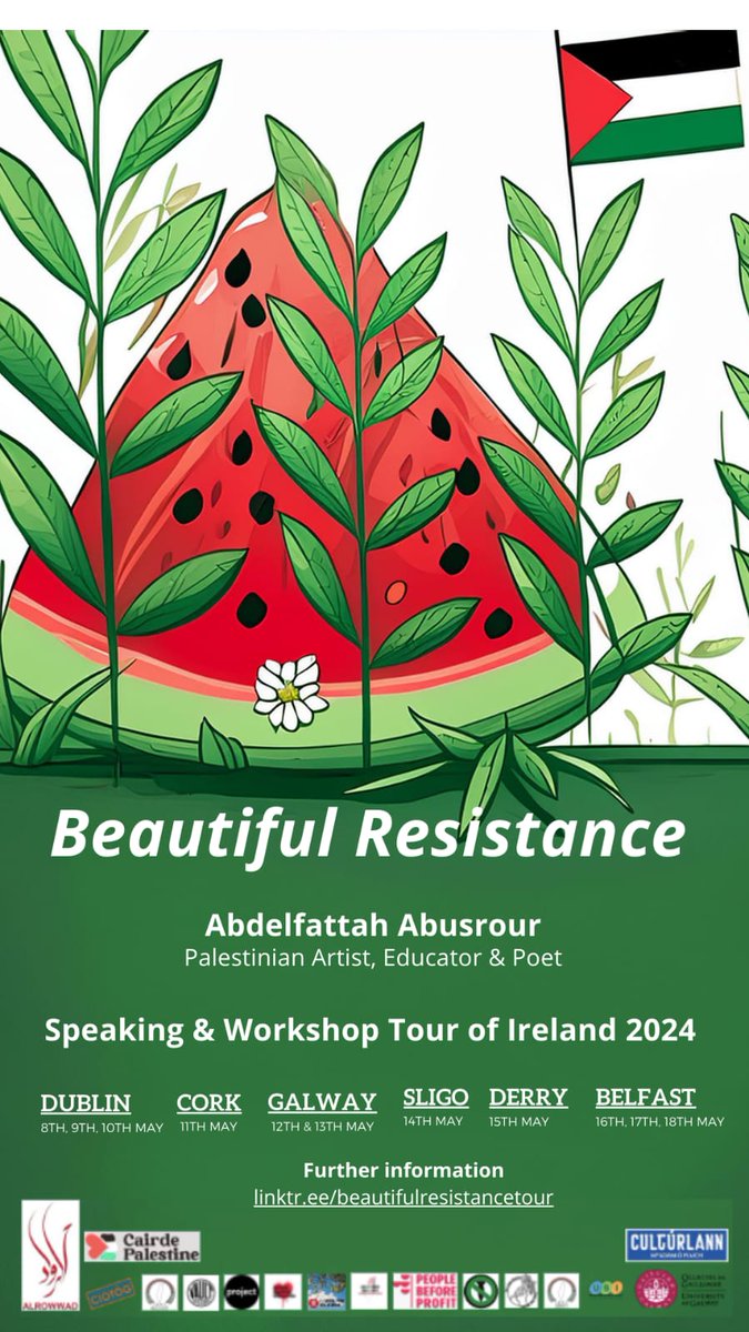Palestinian poet, Abdelfattah Abusrour, will be touring Ireland in May for the Beautiful Resistance Tour. Full details, including links for the ticketed events, can be found at linktr.ee/beautifulresis…