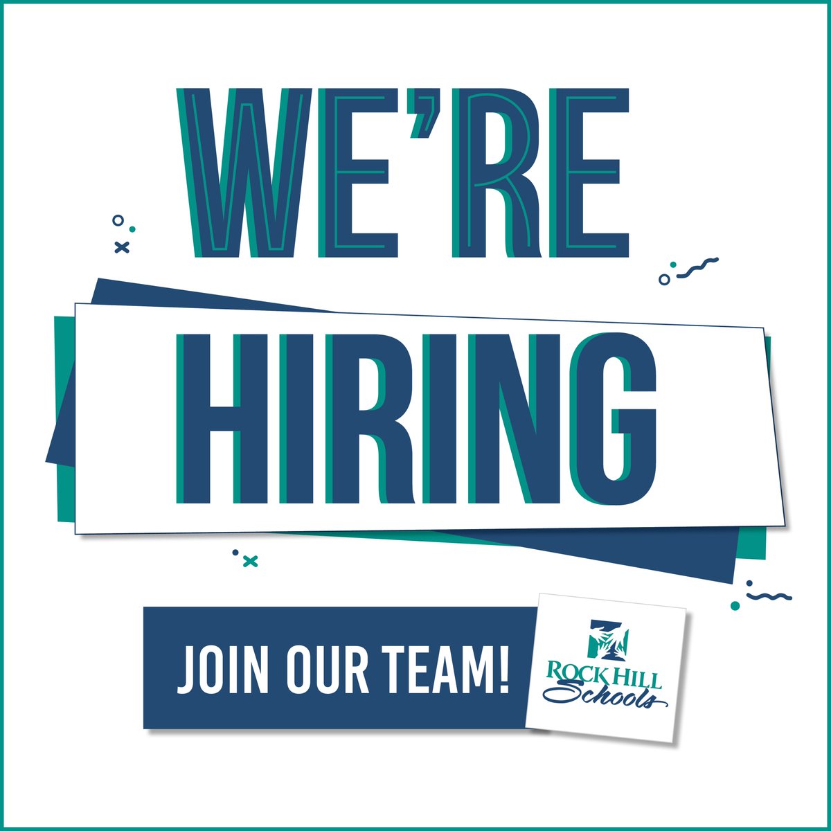 We are hiring! Join our team of incredible teachers. Check out this list of open positions below and apply to one today: rock-hill.k12.sc.us/Page/9660