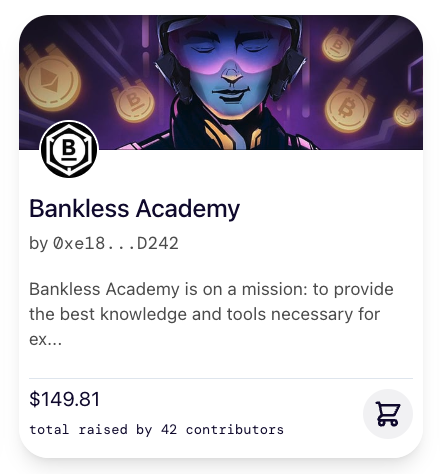 It's time for @gitcoin Grants Round 20! 🚀 Thanks to you, we continue our mission of free web3 education for all 🫡 Every donation matters - $1 goes a long way thanks to the magic of Quadratic Funding 💥 Consider supporting @BanklessAcademy here 👇 explorer.gitcoin.co/#/round/42161/…