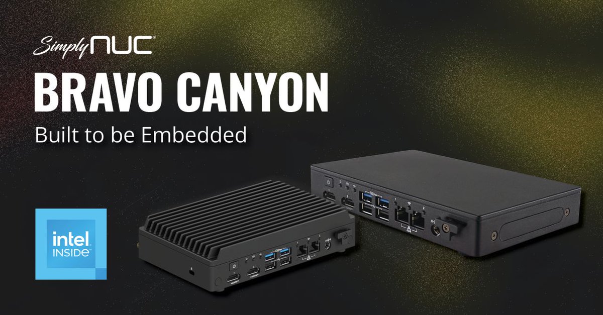 Say hello to Bravo Canyon, the latest NUC 13 Rugged device, ready to transform your embedded applications! 💥 From factory floors to airport kiosks, Bravo Canyon fits seamlessly into any environment. Select from two chassis options for seamless deployment. ow.ly/uTbU50QAo6f
