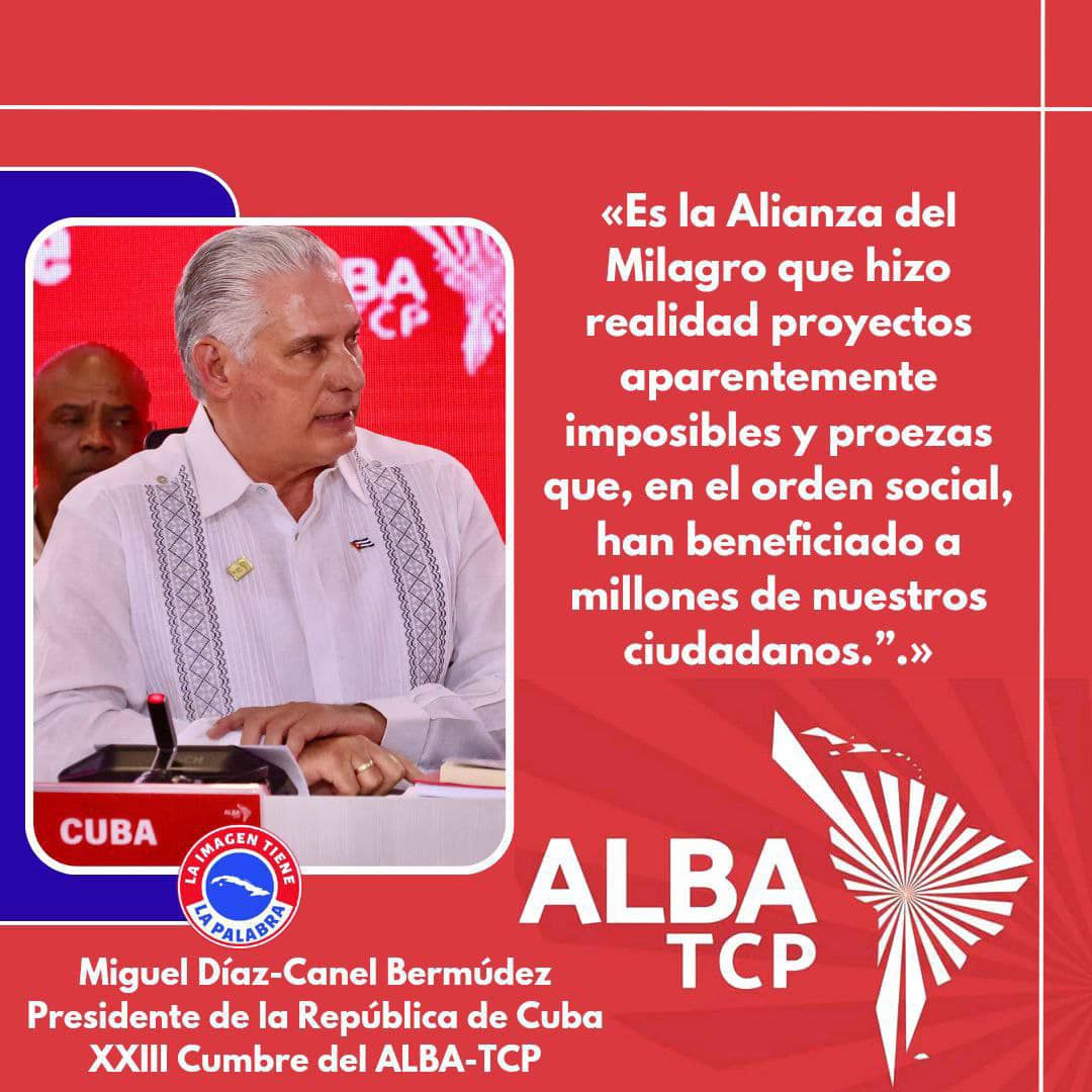 “Esta es la Alianza de la solidaridad y de la cooperación, vencedora del pragmatismo egoísta que solo apuesta a las ganancias y al mercado”. #CubaVencerá #PorCubaJuntoCreamos #Guane #PinardelRio #PorNuevasVictorias
