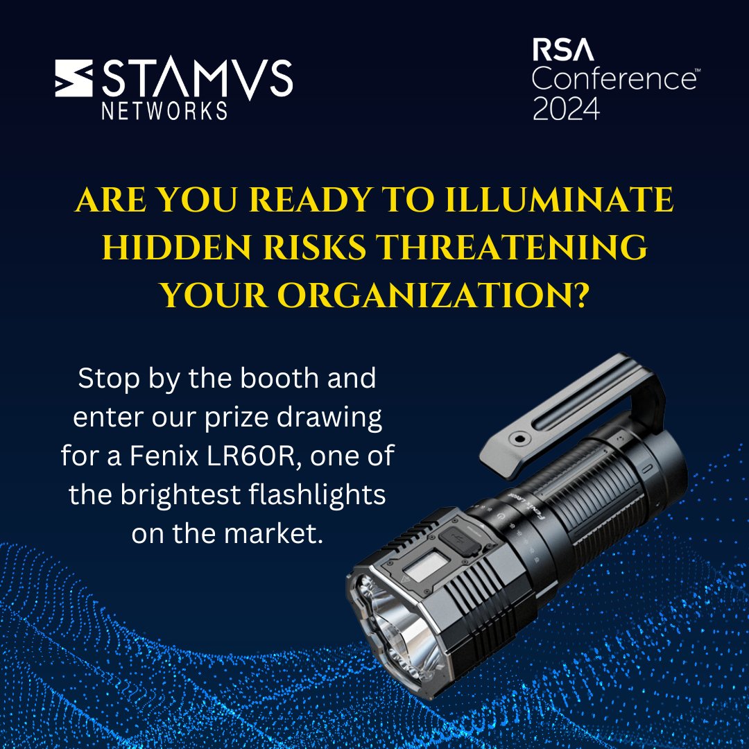 StamusN's tweet photo. Take the first step towards a more secure organization and visit Stamus Networks at #RSA, booth 2357, and enter our drawing for a chance to win a Fenix LR60R Flashlight. This powerhouse of illumination will ensure nothing remains hidden in the shadows. 
https://t.co/Dlbfw3Sz13 https://t.co/6HWaMuonNk