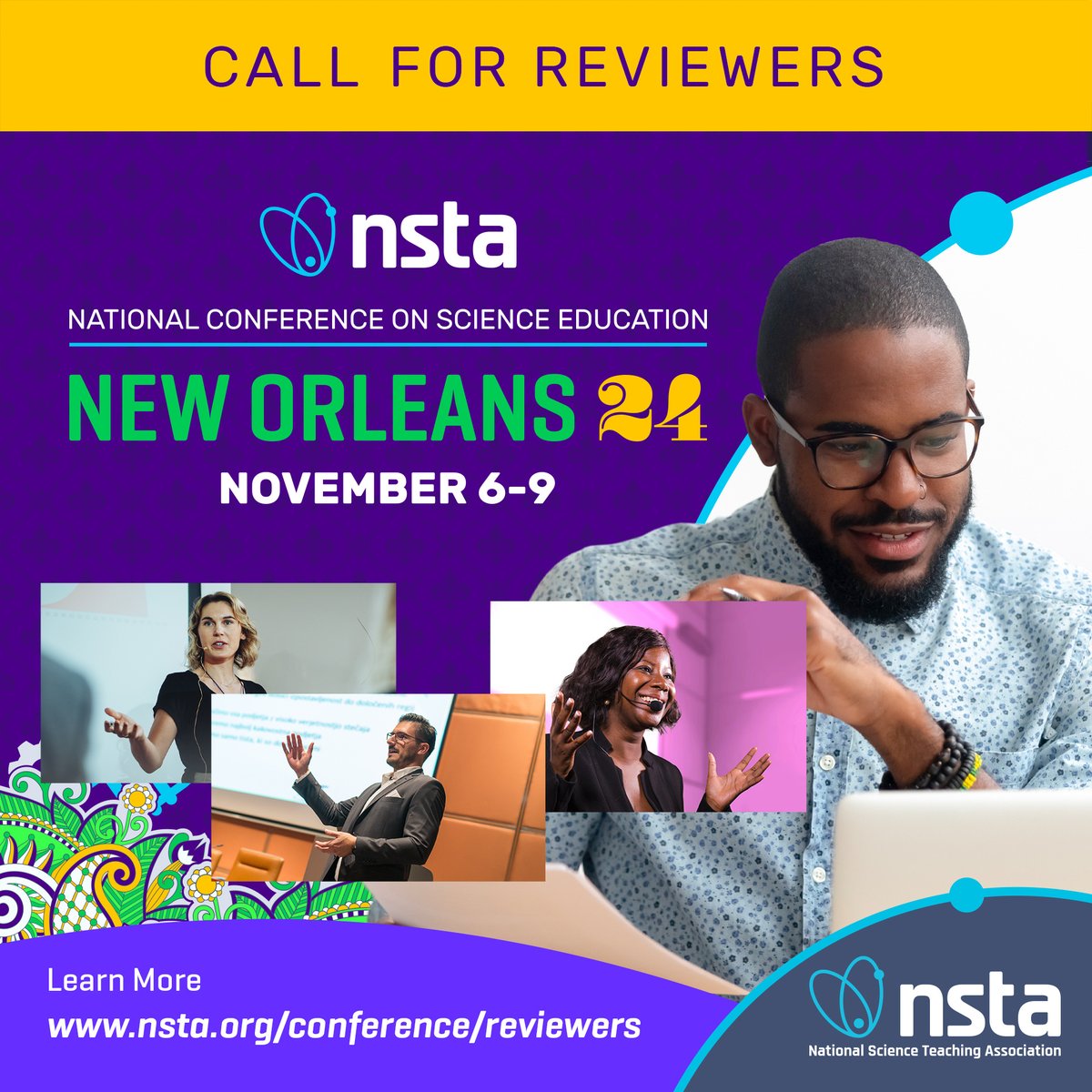Time is running out to submit a presentation proposal or be a reviewer for #NOLA24. Don’t miss your chance to make a change in #STEM education, apply to review today and gain both a NSTA profile badge and an official certificate for reviewing. Apply at bit.ly/44sWaFH