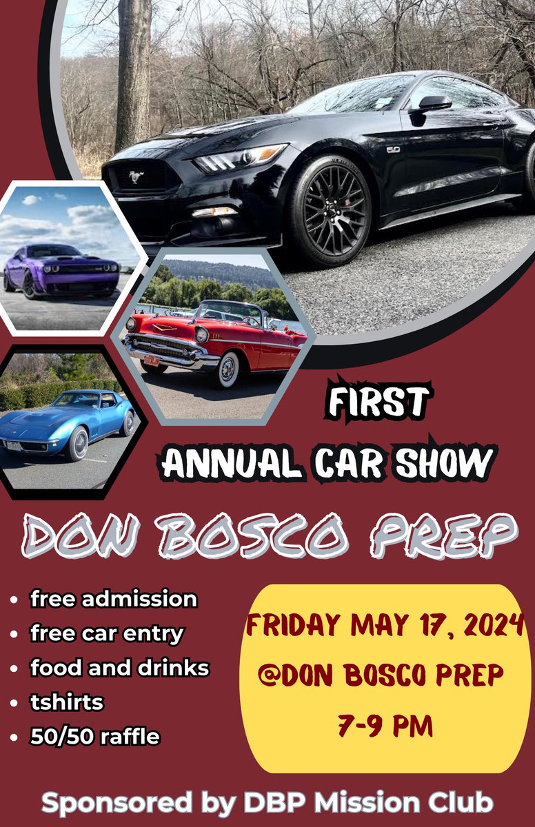 Come by the campus on 5/17 between 7PM and 9PM for a car show sponsored by the Mission Club! Dust off the your garage queen before the summer roles and support the Mission Club!