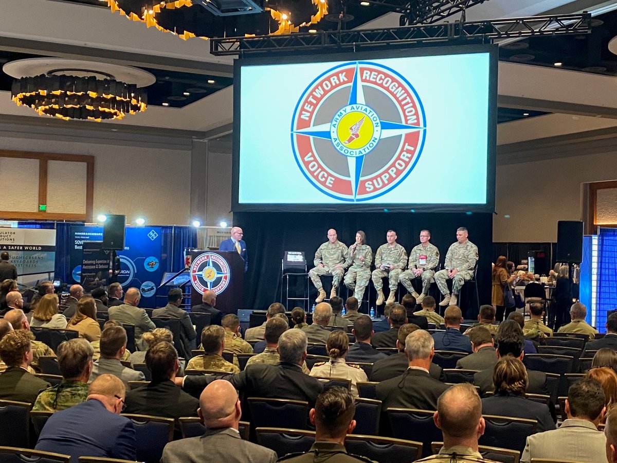 DefenceWorX's tweet photo. Here in Denver Colorado USA for the three day Army Aviation Mission Solutions Summit (QUAD-A) 2024. Pictures show the Opening Session about to begin on the first day and the Army Leaders Q&amp;A on Day 1. @Army_Aviation @BoeingDefense @LockheedMartin @arm_magazine https://t.co/ST903kagcv
