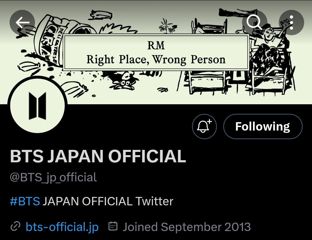 .@bts_bighit , @BTS_twt , @BTS_jp_official have changed their Layout for “Right Place , Wrong Person” by #RM !