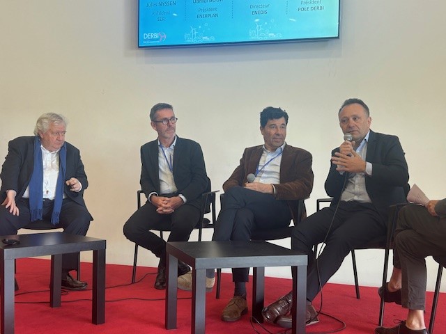 Avec Daniel Bour d’<a href="/ENERPLAN/">ENERPLAN</a>, Jules Nyssen du SER et André Joffre du <a href="/pole_DERBI/">Pôle DERBI</a> à Montpellier pour évoquer la dynamique en matière d’accélération des énergies renouvelables dans les territoires et les synergies entre acteurs dont <a href="/Enedis/">Enedis</a>.