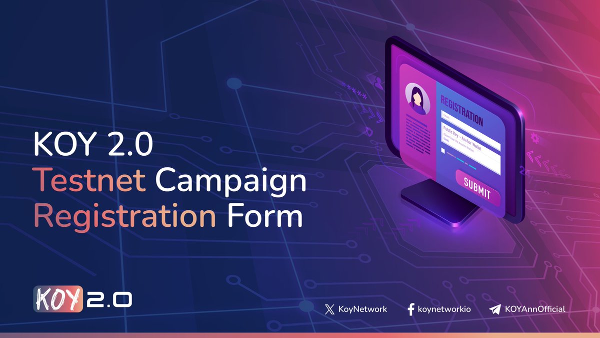 KoyNetwork's tweet image. 🚨 Don't miss out! 

Registration for the KOY 2.0 Testnet Campaign is still open! 

Be among the first 500 verified participants to test our staking dApp and stand a chance to win rewards!

Fill out the Testnet Campaign Registration form now:
forms.gle/bGVWFRqFCZCGyS…

#KOYv2 $KOYN