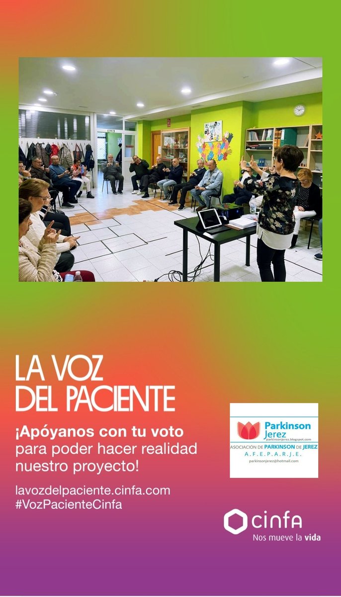 AYÚDANOS a ganar el concurso de #VozPacienteCinfa para poder seguir impartiendo nuestra terapia votando por nuestro proyecto #SerendipiaparaelParkinson  <a href="/CinfaSalud/">Cinfa Salud</a> 
VOTA AQUÍ ⬇️
acortar.link/FeB1cM