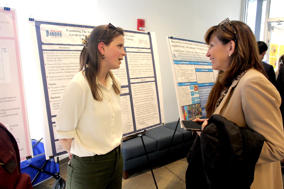 Dozens of students from multiple departments in the College of Health Sciences showed off their dynamic research projects on such topics as PTSD, augmented reality, muscle function, LGBTQ health, opioid use disorder and many more during a student research forum April 24.