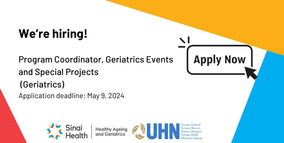 #Wearehiring! We are recruiting a FT Program Coordinator, Geriatrics Events and Special Projects. The application deadline is May 9th, 2024. You can find all the details and apply her: …ystem-mountsinai.mua.hrdepartment.com/hr/ats/Posting…