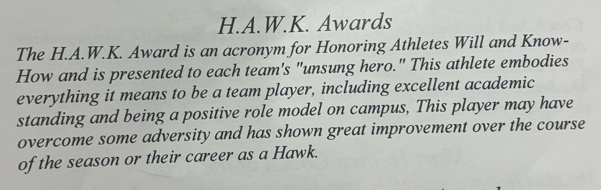Big thanks to @Connermac8 and @QUHawksSprintFB for my nomination of this year’s HAWK award!