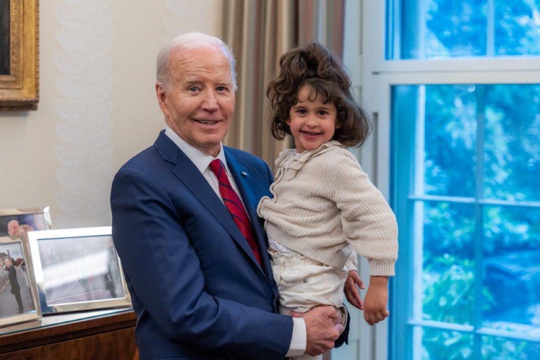 US President Joe Biden met in the White House this week with 4-year-old American-Israeli Avigayil Idan, who was kidnapped to Gaza after both her parents were murdered by Hamas on October 7, and freed after 50 days in captivity.