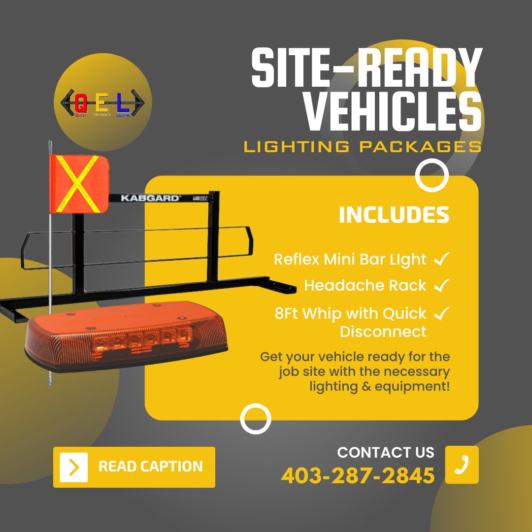 Getting your truck site-ready? We've got you covered!
Start with a protective headache rack and add a Reflex minibar light for safety. Don't forget the 8ft Buggy whip with quick disconnect for hassle-free use. Contact us for all your truck safety needs!
#TruckSafety #Construction