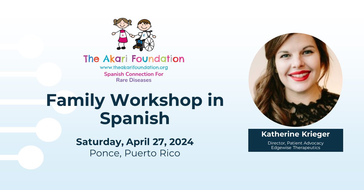 We are proud to support the @TheAkarifoundat and their workshop fully in Spanish for families with Duchenne muscular dystrophy this Saturday, April 27 in Ponce, Puerto Rico. We hope to see you there! theakarifoundation.org