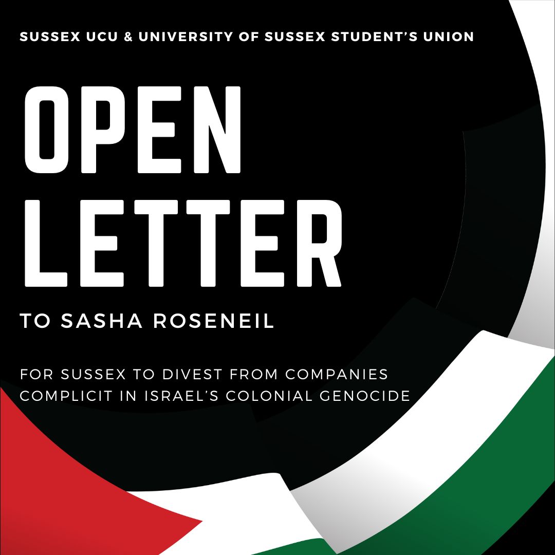 📢 Urgent Call to Action! 📢 1/5 UCU stands in solidarity with those fighting for justice & human rights. We've co-written a letter with @USSU urging divestment from companies complicit in Israel's colonial genocide. Join us in this crucial fight for justice!