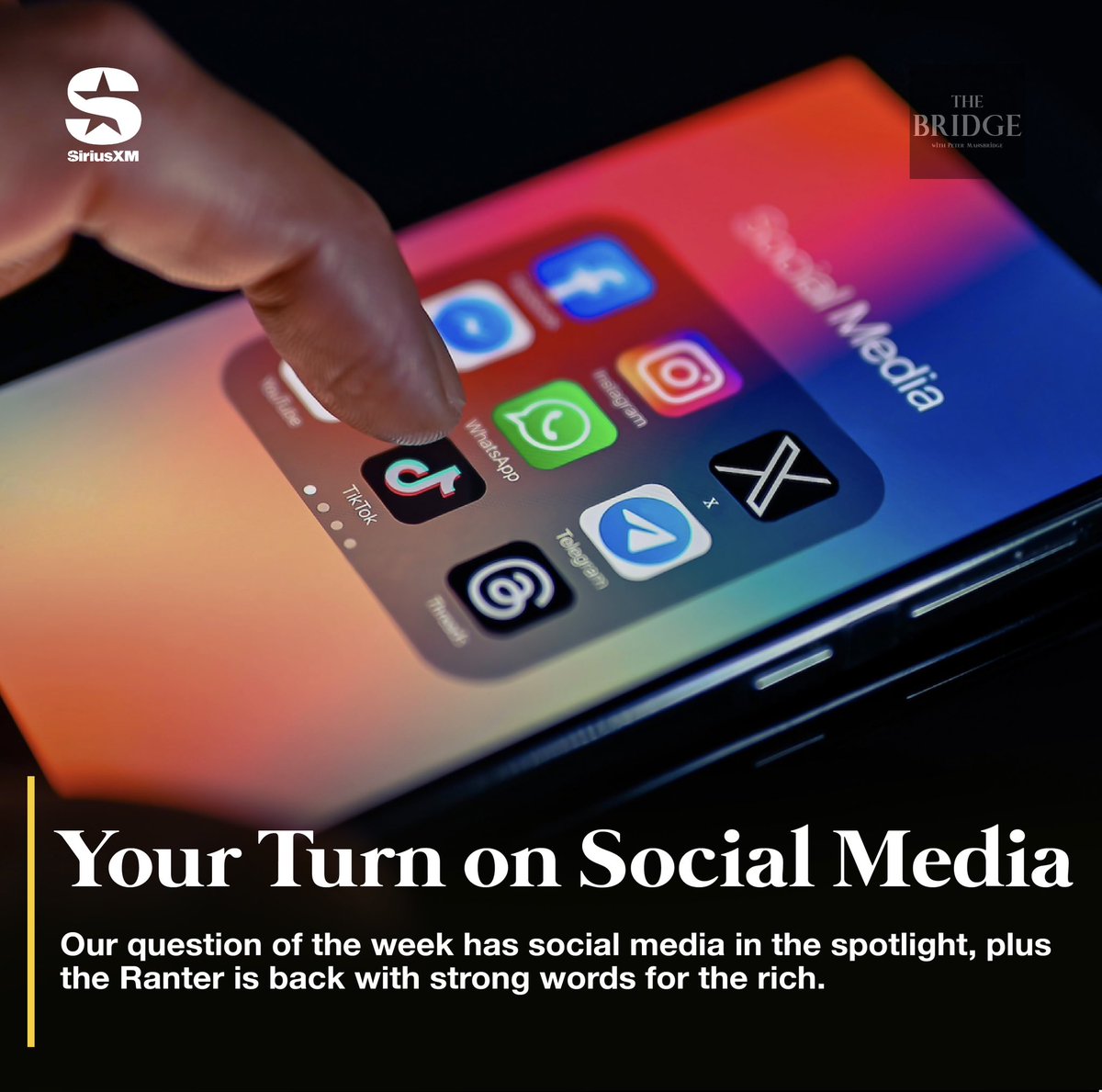 What do you like, or dislike about social media? It’s an important question, and the focus of this week’s Your Turn on The Bridge. Listen at noon EST on @CanadaTalks167, or wherever you get your podcasts.