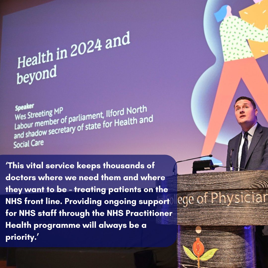 Thank you @wesstreeting for highlighting @NHSPracHealth at the @RCPhysicians conference ‘this vital service keeps thousands of doctors where we need them and where they want to be - treating patients on the NHS front line.’ This acknowledgement from @wesstreeting today at…