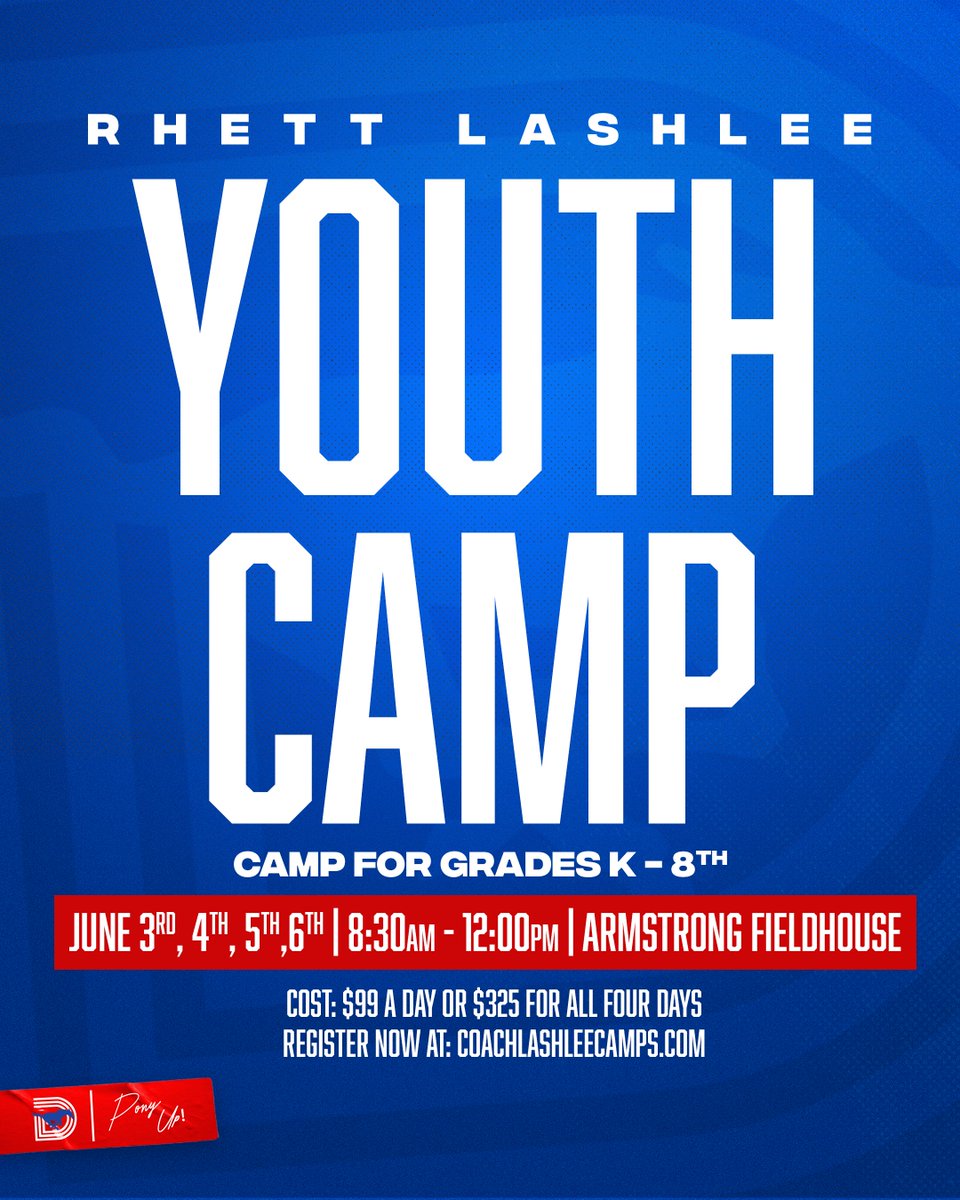 ATTENTION ALL PARENTS! Sign up your rising K - 8th graders for this year's Coach Rhett Lashlee Youth Camp. 🔗register.ryzer.com/camp.cfm?sport… #PonyUpDallas