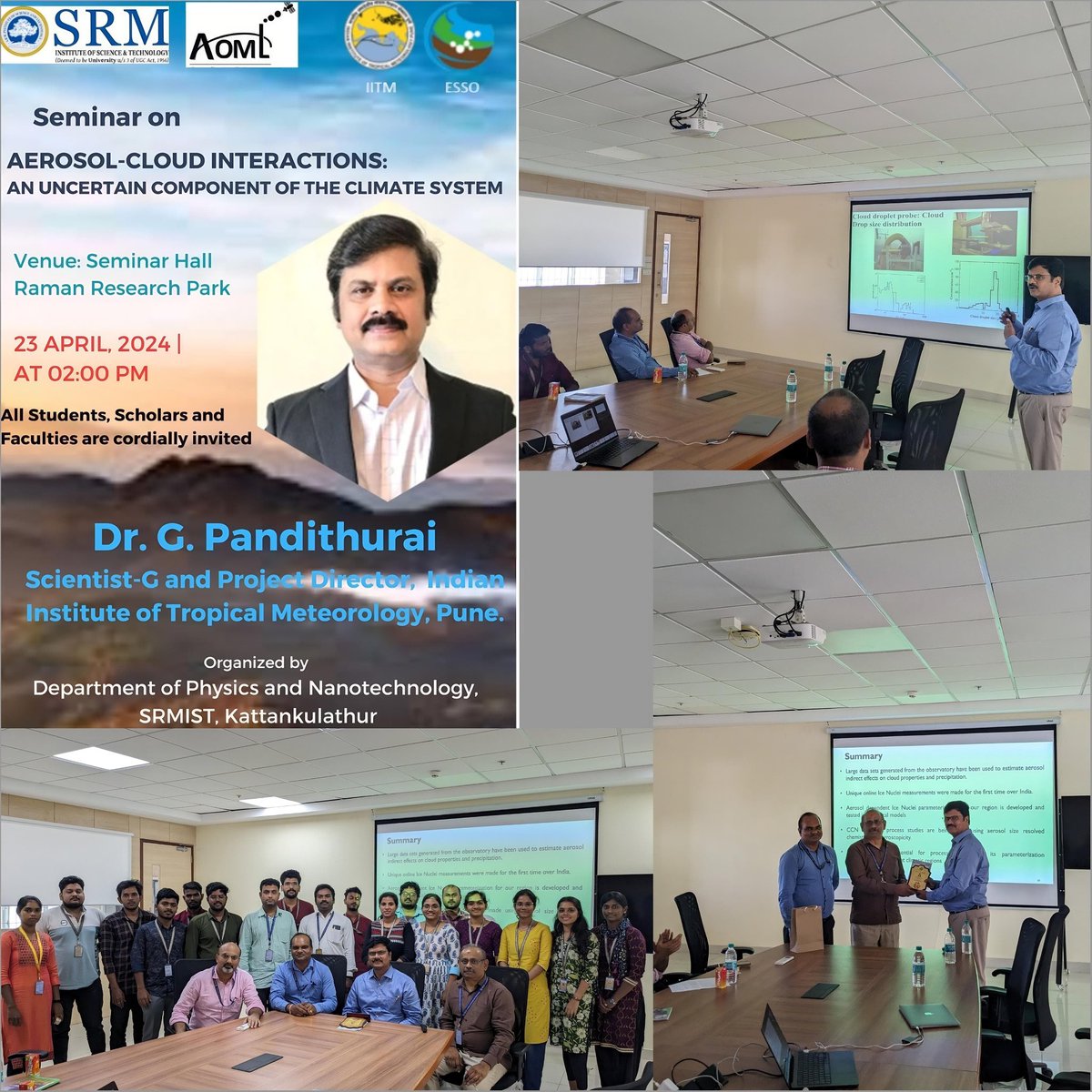 Glad to deliver a talk at SRM Institute of Science and Technology, Chennai and interacted with Ph.D students and faculty.