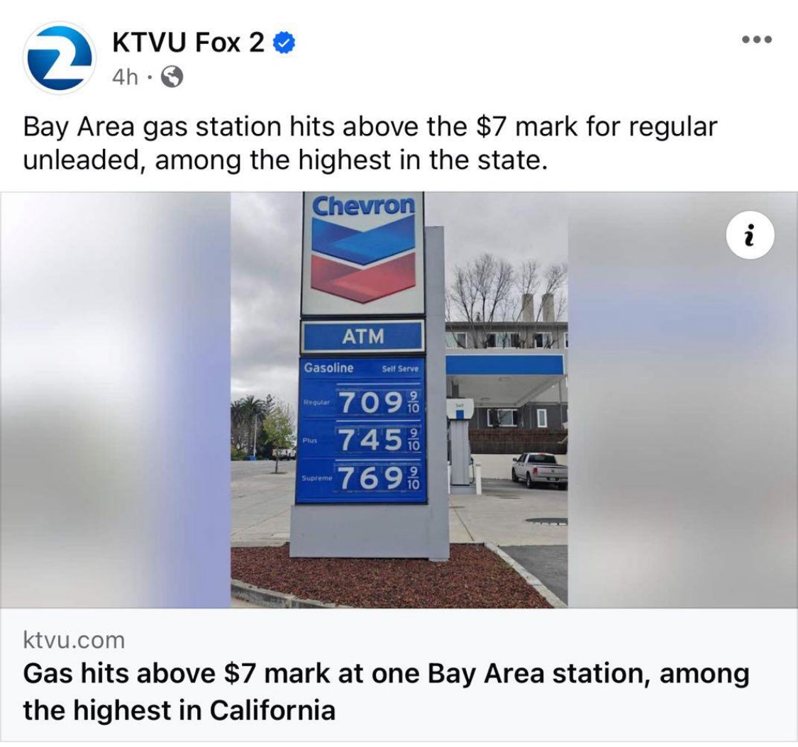 @EndWokeness Gasoline prices in Menlo Park, Ca #FJB What is the cost of fuel in your area?