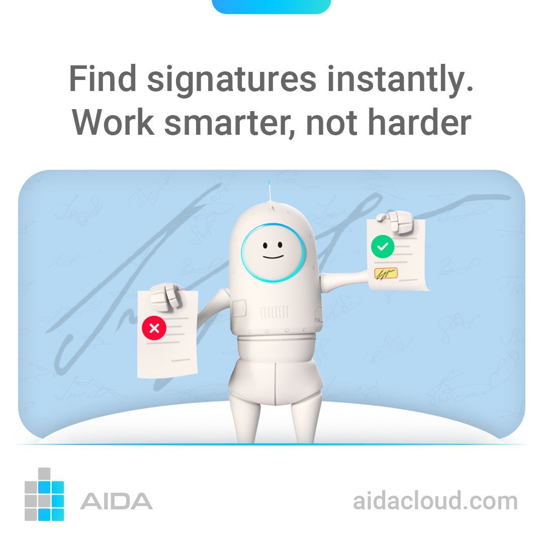 AIDA - Artificial Intelligence Document Automation (@aidacloud_ai) on Twitter photo Never miss a signature again!
AIDA's NEW Automatic Signature Detection saves you time & eliminates errors. 
β°  Focus on what matters.
Start your free plan & experience the futureβ‘οΈ document-management.aidacloud.com/ecm-en  #AIDA #DocumentManagement Never miss a signature again!
AIDA's NEW Automatic Signature Detection saves you time & eliminates errors. 
β°  Focus on what matters.
Start your free plan & experience the futureβ‘οΈ document-management.aidacloud.com/ecm-en  #AIDA #DocumentManagement