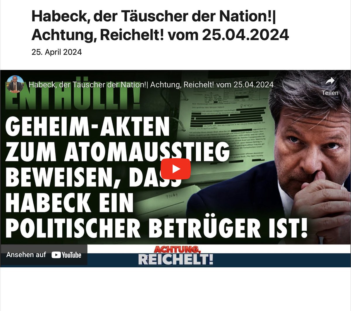 #Habeck, der #Täuscher der #Nation!| Achtung, #Reichelt! vom 25.04.2024 pressecop24.com/habeck-der-tae…