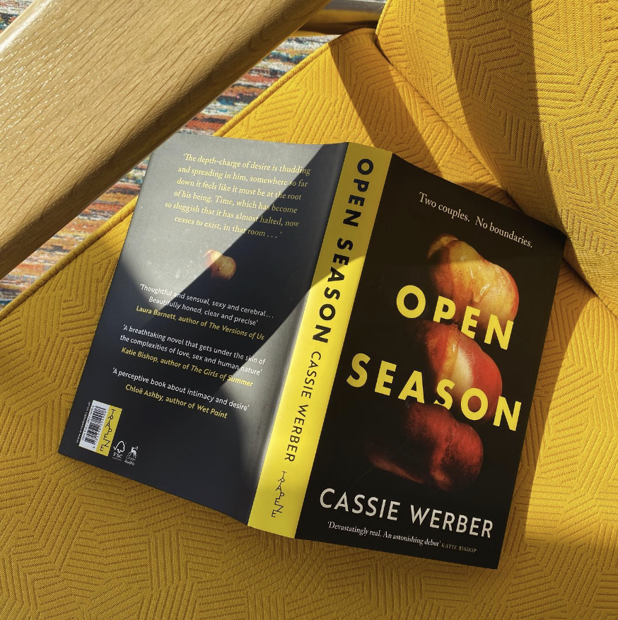 TrapezeBooks's tweet photo. A very happy publication day to @cassiewerber!

Two couples' lives sexually and romantically intersect in this stunning debut novel #OpenSeason

https://t.co/I4Ylr6b638 https://t.co/ABDB5UMk6f