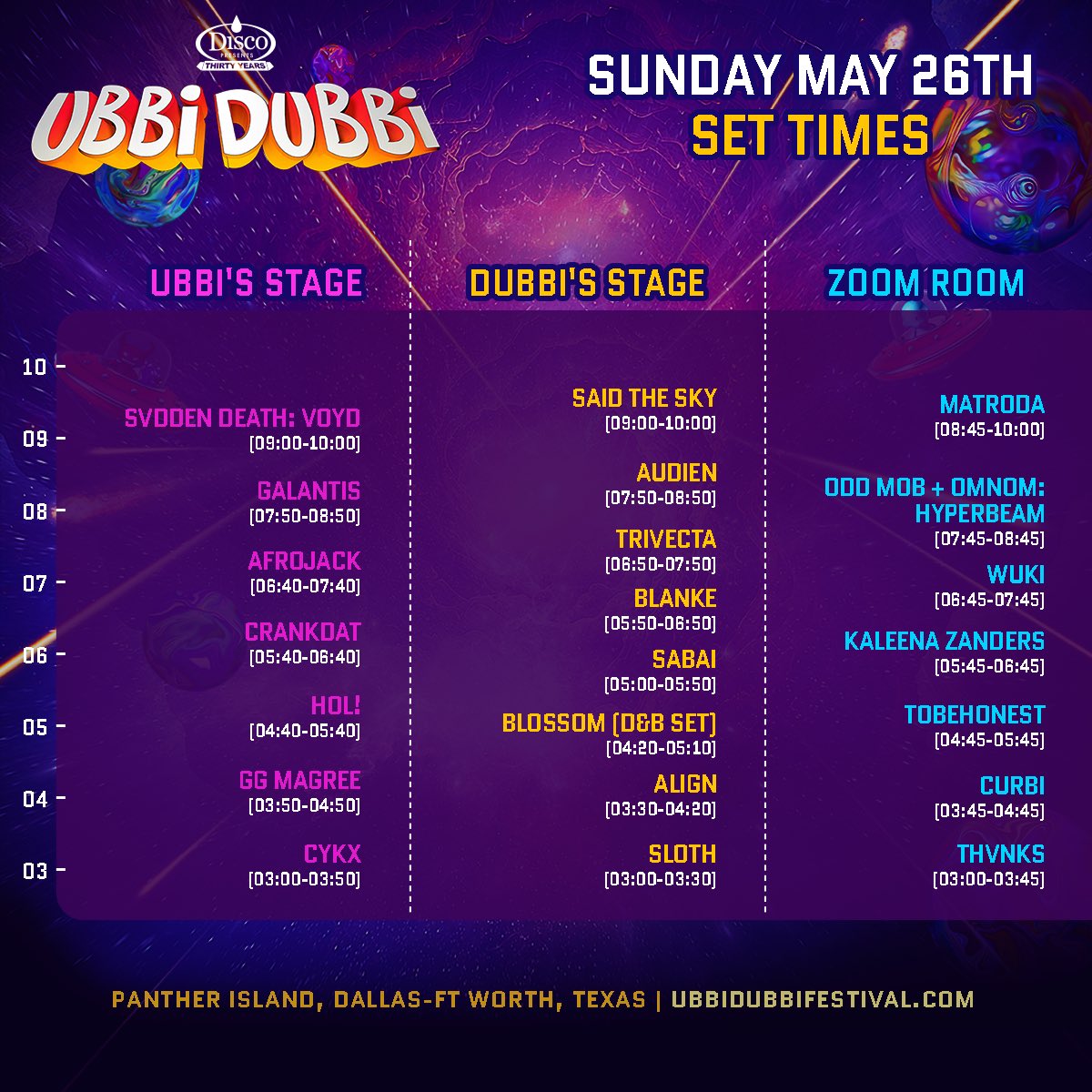 Ubbi Dubbi 2024 set times are finally here🤩🚀 Where will we see you?!