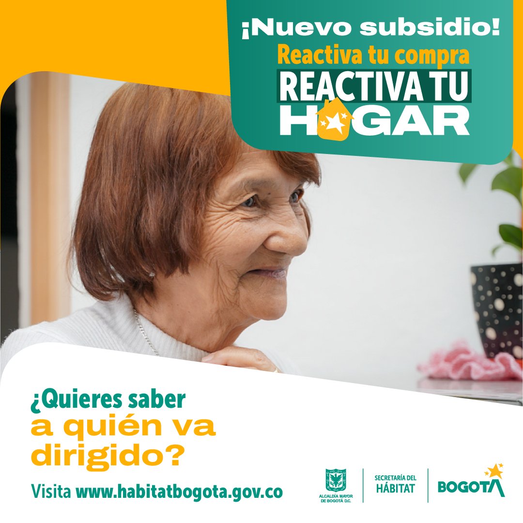 ¿Sabías que el programa #ReactivaTuCompra 🏡, Reactiva tu Hogar está dirigido a las familias que quieren acceder a vivienda, pero no han podido completar su cierre financiero? ¡Así es! Conoce más en 👉 habitatbogota.gov.co