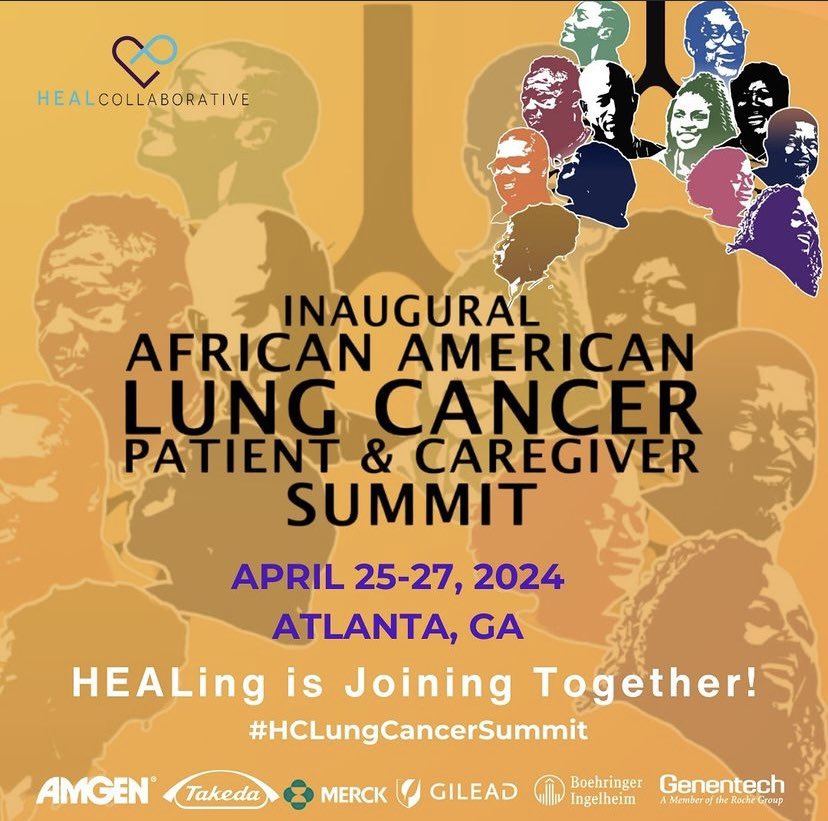 We are excited to recognize @HEALCollab’s Inaugural African American LC Patient & Caregiver Summit in ATL happening now! #hclungcancersummit #education #hope #screeningsaveslives #anyonewithlungscangetlungcancer #changingthepublicperceptionoflungcancer #teamwork #strongertogether