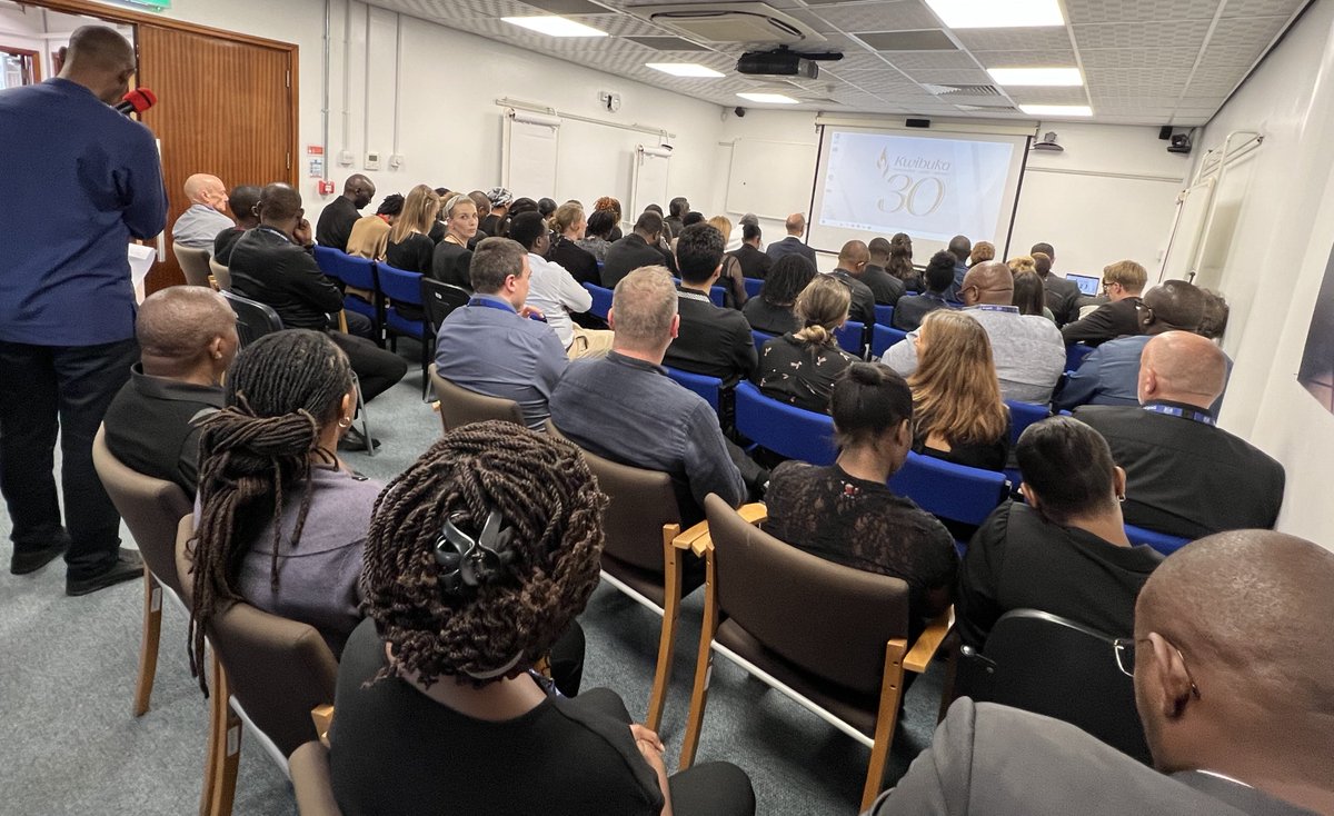 Today staff from @UKinRwanda & @rwBritish came together to commemorate the 1994 genocide against the Tutsi. They listened to survivor testimony, reflected on the suffering the Tutsi endured and the reconciliation journey #Rwanda has embarked on since. #Kwibuka30