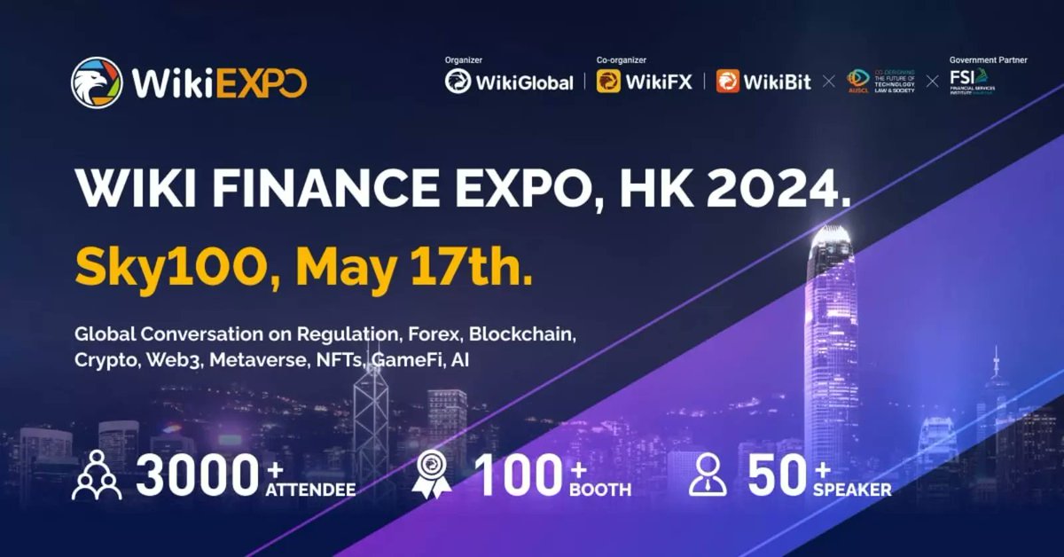 🌟 Don't miss Wiki Finance Expo in Hong Kong 2024 - Asia's premier FinTech & Web3 event! 🚀 With 300+ top companies, 200+ media partners, 30+ sponsors, and 3,000+ passionate attendees, it's the ultimate FinTech & Web3 experience! 📅 Time: May 17, 2024 📍 Venue: Sky100, Hong…
