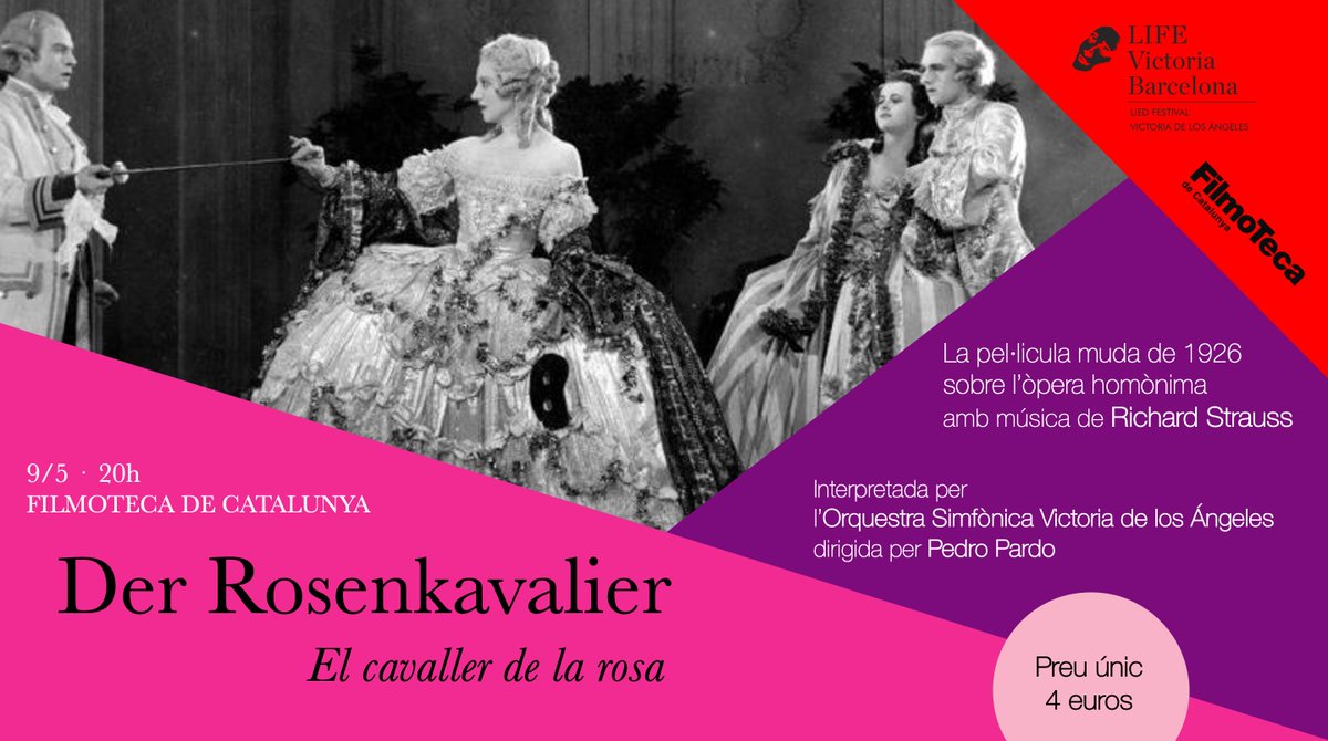 Després de l'èxit que va tenir 'Der Rosenkavalier' en la seva estrena @semperoper el 1911, el 1926 el mateix Strauss posava música a la pel·licula muda sobre el mateix tema. El 9/5, descobreix-la @filmotecacat amb música en directe per @orqvictoria dirigida per @pedropardomusic