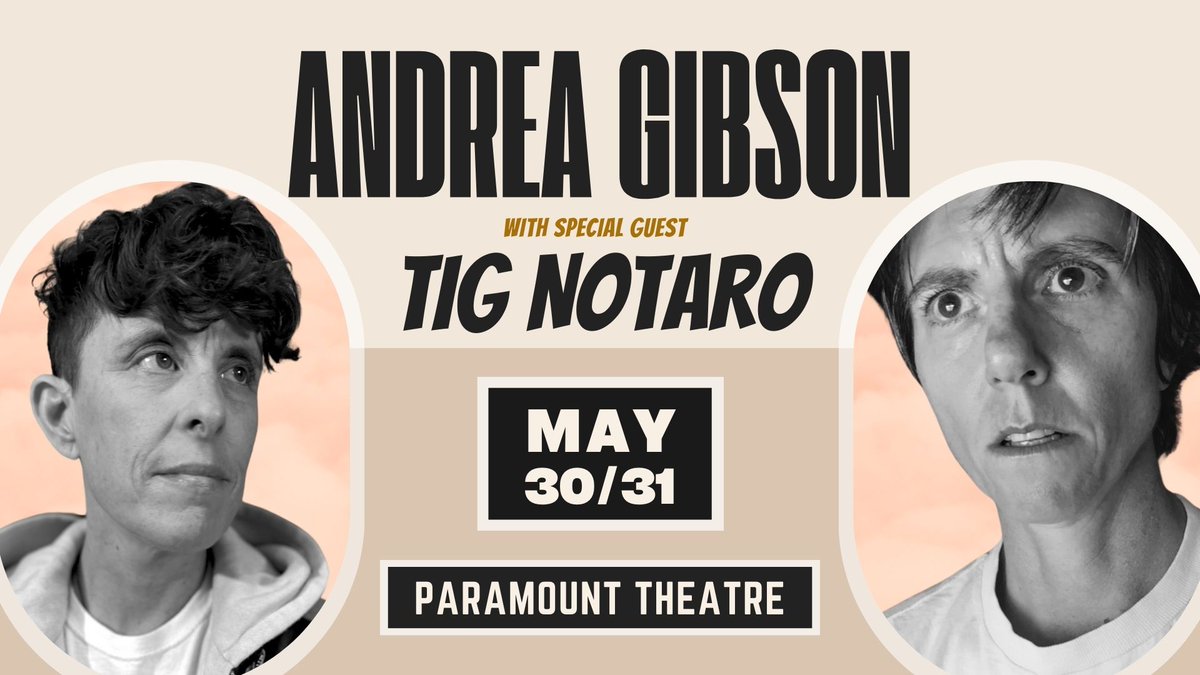 JUST ANNOUNCED: Tig Notaro will be joining @andreagibson at Paramount Theatre on May 30 & 31! Tickets are on sale now, limited tickets remain so get yours today. 🎟️: tix.paramountdenver.com/24AndreaGibsonX