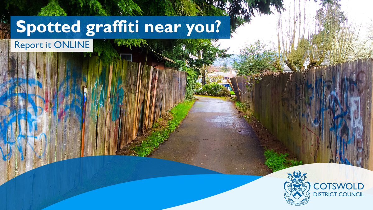 Did you know that you can report graffiti online? Vandalism, which can be hazardous to health and harmful to the climate when aerosols are used, is costly to remove and a real blight on the environment. Report it here👉 cotswold.gov.uk/graffiti