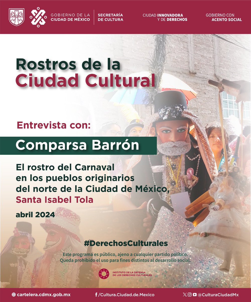 Nuestro viaje por el antiguo Altepetl en busca de los #RostrosDeLaCiudadCultural, nos llevó hasta el pueblo de Santa Isabel Tola, ¡No te lo pierdas! P R O X I M A M E N T E La @CulturaCiudadMx a través de la @DGINDDECULT, te invitan a ser parte de #RostrosDeLaCiudadCultural. 🇲🇽