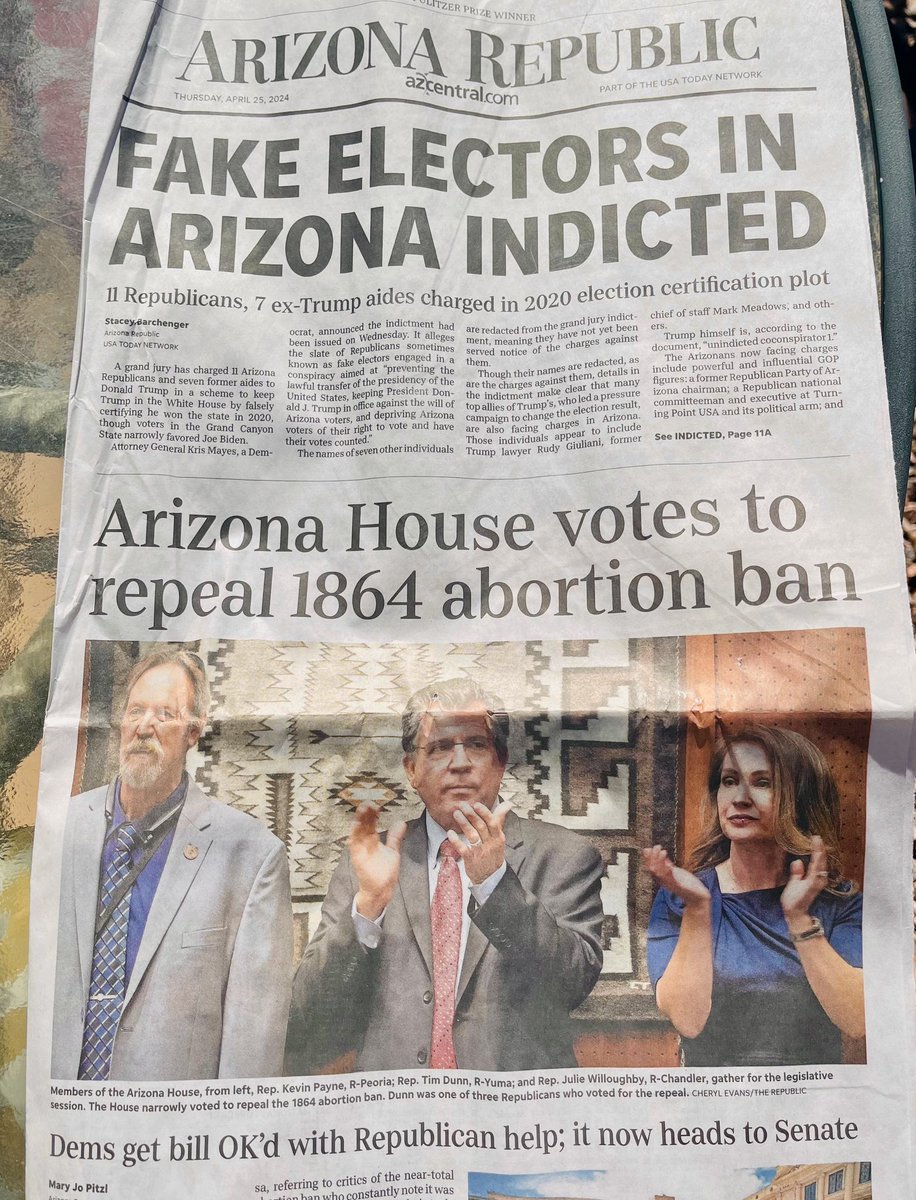 There are some days when I’m glad I still get the Arizona Republic $$$! Good News today!! #fakeelectors #arizona #1864NoMore