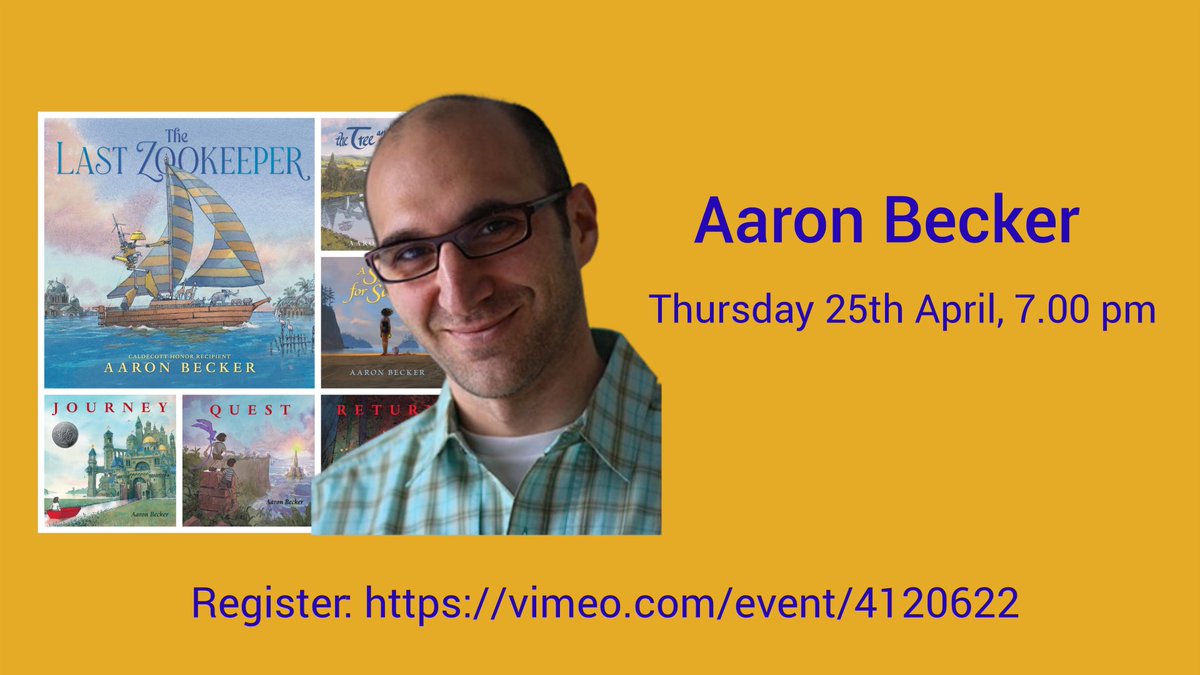 It's grey and cold out there this afternoon, so treat yourself to an Evening with Aaron Becker. We've had almost 300 register for this event, unsurprisingly... but we can squeeze a few more in. @WalkerBooksUK @storybreathing @sam_creighton @Stickforamoon @GalwayMr @hfj0108