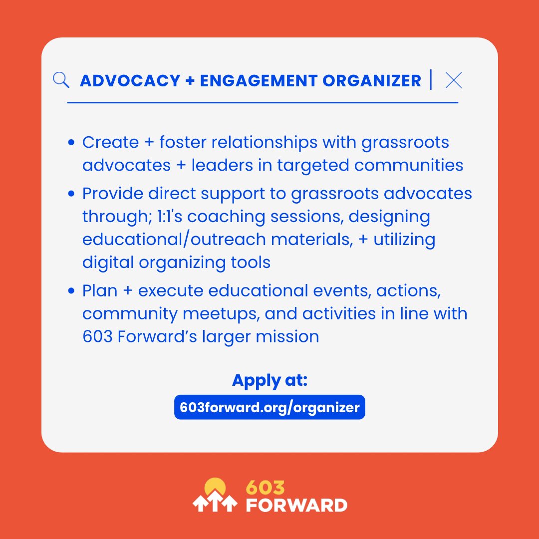 603Forward's tweet photo. Do you want to help build a thriving New Hampshire? Do you have a passion for politics + advocacy? Apply today: https://t.co/jjd2yRiZsM 

#NHPolitics https://t.co/xcTYuEENSy