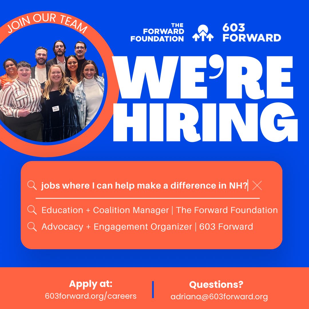 603Forward's tweet photo. Do you want to help build a thriving New Hampshire? Do you have a passion for politics + advocacy? Apply today: https://t.co/jjd2yRiZsM 

#NHPolitics https://t.co/xcTYuEENSy