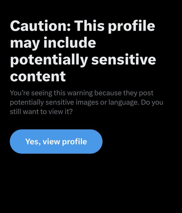 I signed out of X, and searched my page URL. The first thing is a content warning, the second is my page