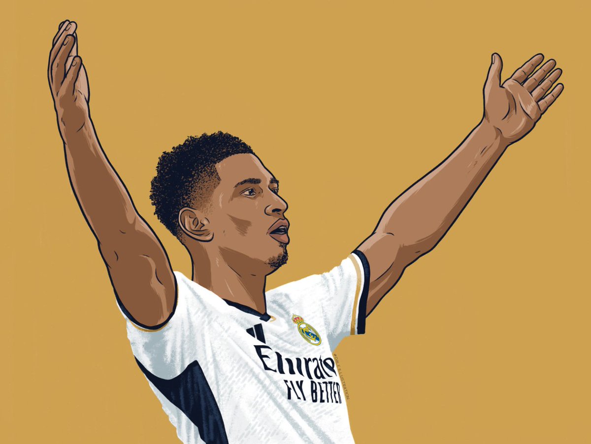 Here's a Jude Bellingham illustration of mine, because he's absolutely smashing it in his first season at Real Madrid.. Ballon d'Or worthy?

#illustration #judebellingham #bellingham #footballart #smsports #realmadrid #RMCity