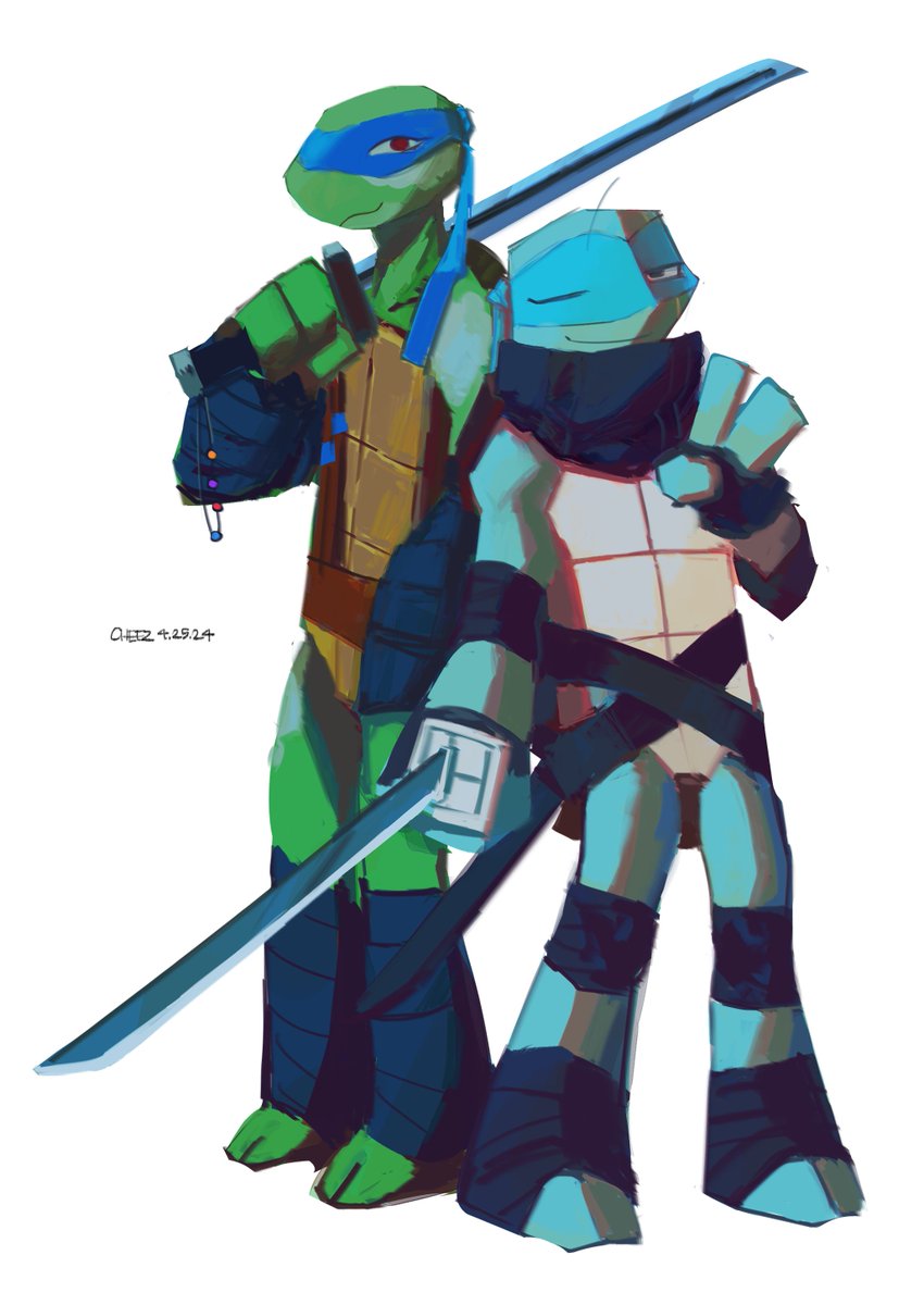 Me and @Stallactite 's tmnt iteration crossover! 
Two Leos.. Im happy now
#TMNT #TMNTOG